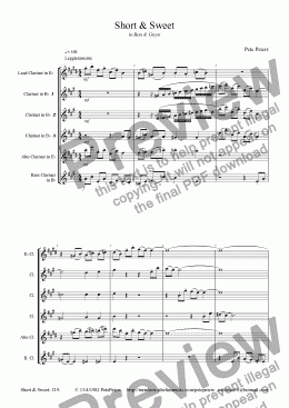 page one of Short & Sweet  [Clarinet Sextet]