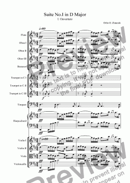 page one of Orchestral Suite No.I in D Major I. Ouverture R.822