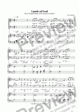 page one of Lamb of God (Gospel Mass)