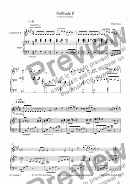 page one of Solitude 1 [Clarinet version + pno]