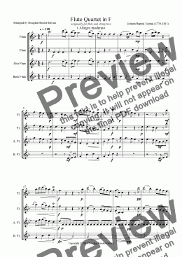 page one of VANHAL, John Baptist: Quartet in F, arr. for Flute Choir (2fl, afl, bassfl).