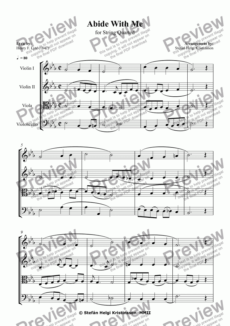 page one of Abide With Me - Strings