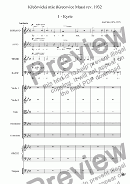 page one of Křečovická mše (Krecovice Mass) rev. 1932 - Full score