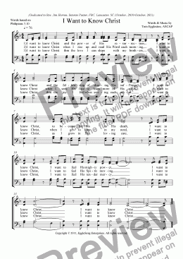 page one of I Want to Know Christ, Hymn