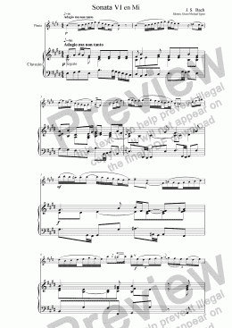 page one of Bach Sonata 6° for flute & pno in Mi