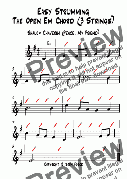 page one of Shalom Chaverim: The Open Em Chord (3 Strings)