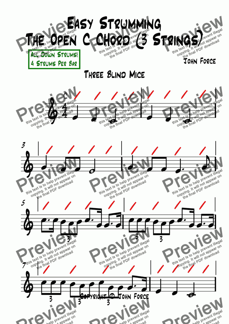 page one of Three Blind Mice: The Open C Chord (3 Strings)