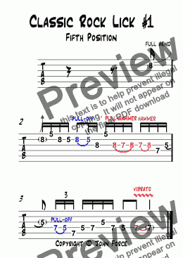 page one of Classic Rock Lick #1 (Fifth Position)