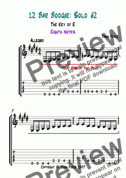 page one of Twelve Bar Boogie in E: Solo #2 (Eighth Notes)