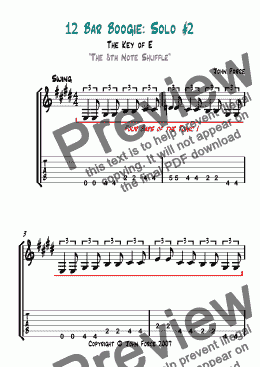 page one of Twelve Bar Boogie in E: Solo #2 (Swing Style)
