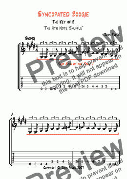 page one of Syncopated Boogie Solo in E