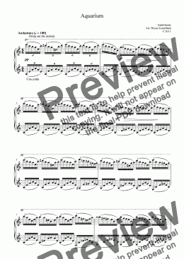 page one of Aquarium arranged for piano solo