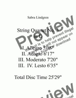 page one of String Quartet No. 3 in D IV. Lesto