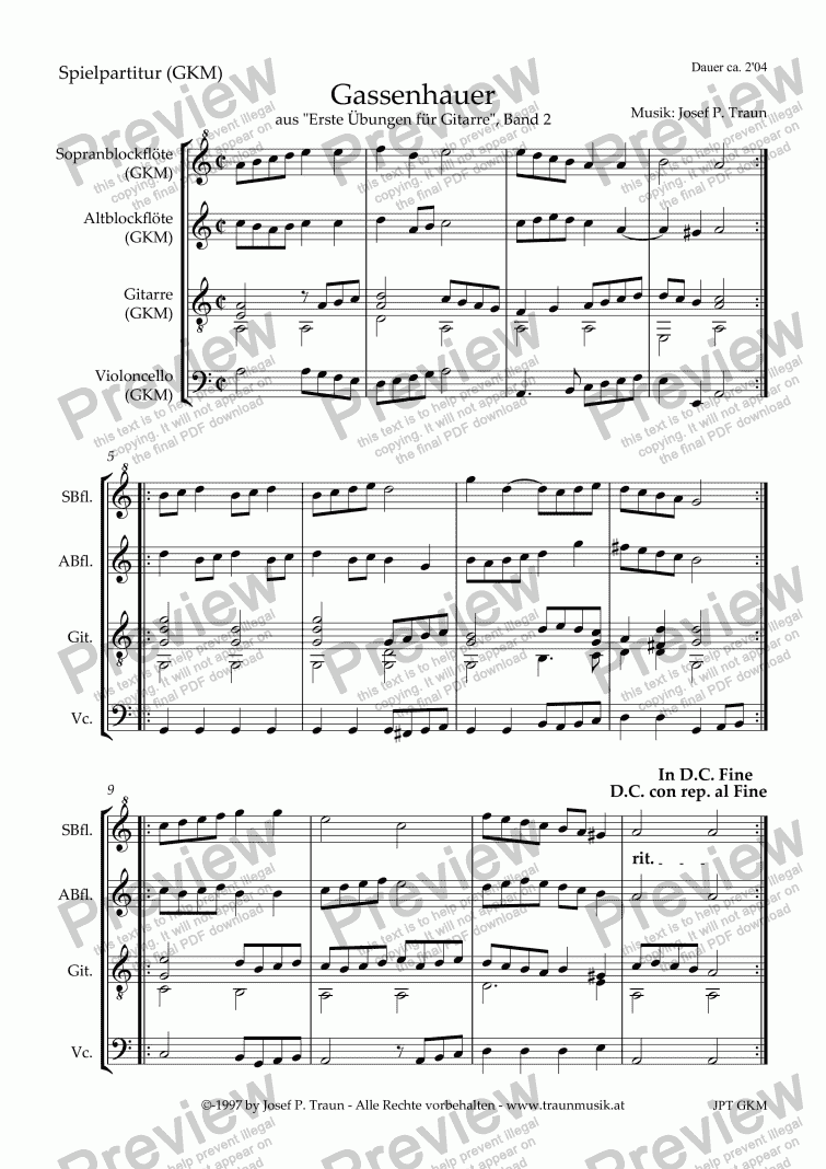 page one of Gassenhauer (GKM/Score & Parts)