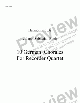 page one of Bach 10 Chorales for Recorder quartet