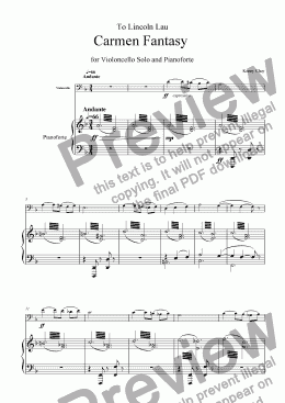 page one of Fantasy on Carmen for Cello & Piano