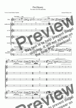page one of Pied Beauty for choir and oboe