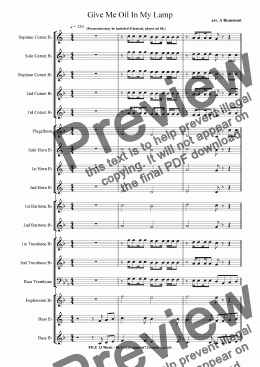 page one of Give Me Oil In My Lamp (Brass Band)