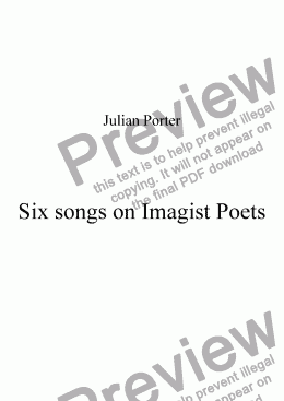 page one of Six songs on Imagist Poets