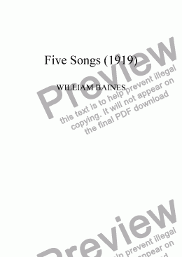 page one of William Baines: Five Songs