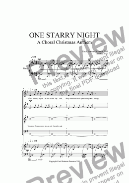 page one of ONE STARRY NIGHT A Choral Christmas Anthem