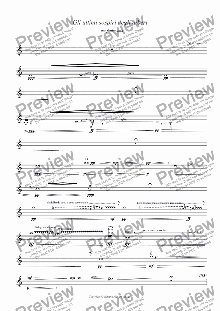 page one of Gli ultimi sospiri degli alberi  - per flauto solo