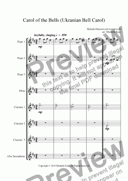 page one of Carol of the Bells (Ukranian Bell Carol)