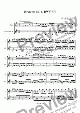 page one of Invention No. 8, BWV 779