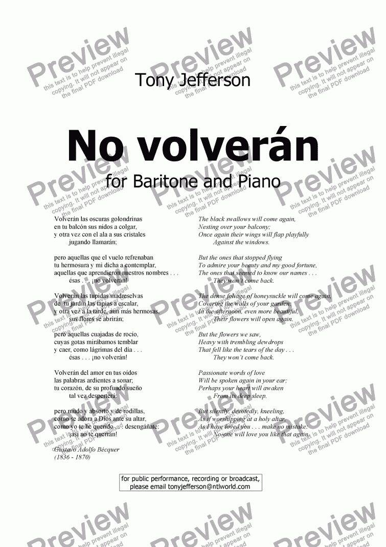 page one of No volverán (They won’t come back)