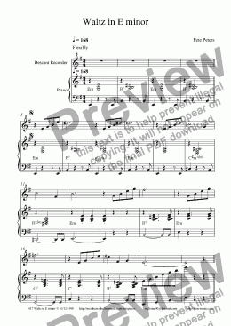 page one of Waltz in Em(Flute/Descant)