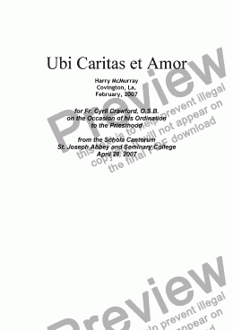 page one of Ubi Caritas et Amor