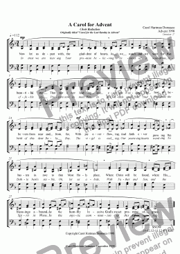 page one of A Carol for Advent Choir Reduction Originally titled "Carol for the Last Sunday in Advent"