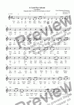 page one of A Carol For Advent Lead Sheet Originally titled "Carol for the Last Sunday in Advent"