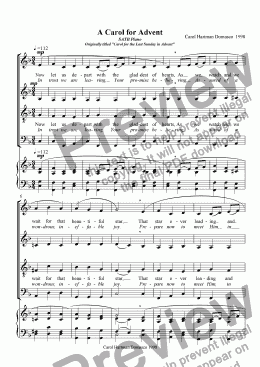 page one of A Carol for Advent SATB Piano Originally titled "Carol for the Last Sunday in Advent"