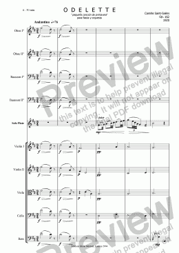 page one of Saint Saens, ODELETTE  flauta y orquesta