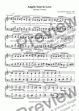 page one of Angels Sent in Love Hymnal Format