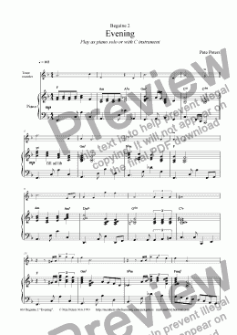 page one of Beguine 2 "Evening"[Flute or Rec ]