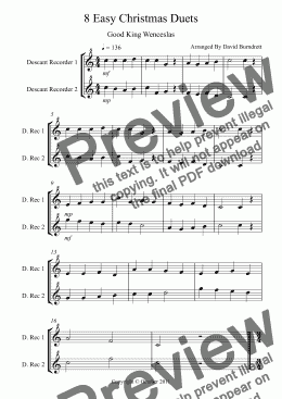 page one of 8 Easy Christmas Duets For Recorder