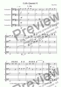 page one of Cello Quartet #1