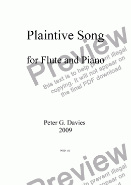 page one of Plaintive Song for Flute and Piano