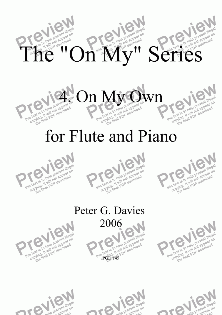 page one of The "On My" Series 4. On My Own for Flute and Piano
