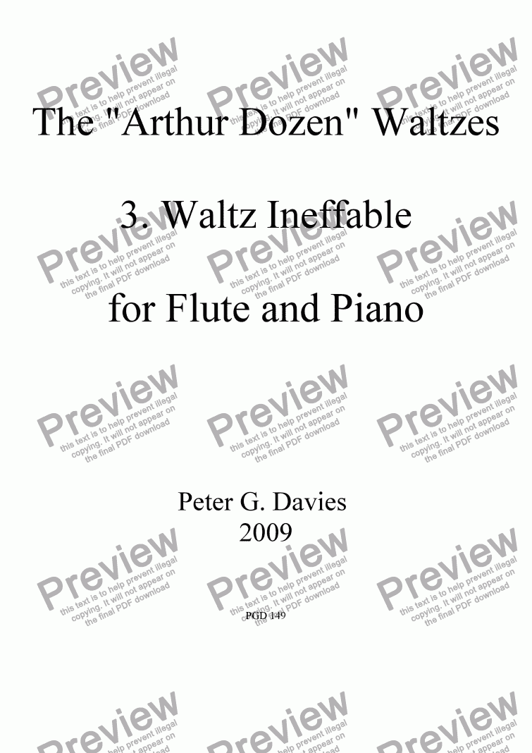 page one of The "Arthur Dozen" Waltzes 3. Waltz Ineffable for Flute and Piano