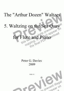page one of The "Arthur Dozen" Waltzes 5. Waltzing on the Sea Quay for Flute and Piano