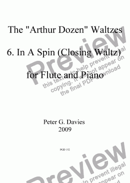 page one of The "Arthur Dozen" Waltzes 6. In a Spin (Closing Waltz) for Flute and Piano