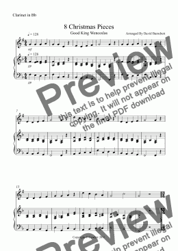 page one of 8 Easy Christmas Pieces For Clarinet and Piano