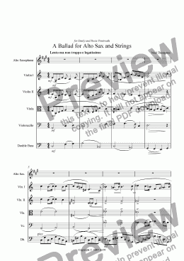 page one of A Ballad for Alto Sax and Strings