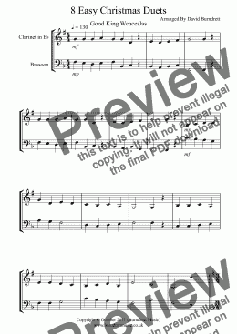 page one of 8 Easy Christmas Duets For Clarinet And Bassoon