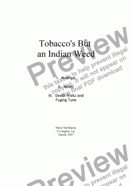 page one of Tobacco’s But  an Indian Weed
