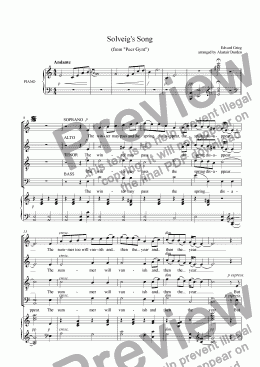 page one of Solveig’s Song  (Grieg)