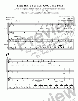 page one of There Shall a Star From Jacob Come Forth (MENDELSSOHN) (from oratorio CHRISTUS), Advent or Epiphany anthem for SATB Choir with Organ accomp., arr. by Pamela Webb Tubbs